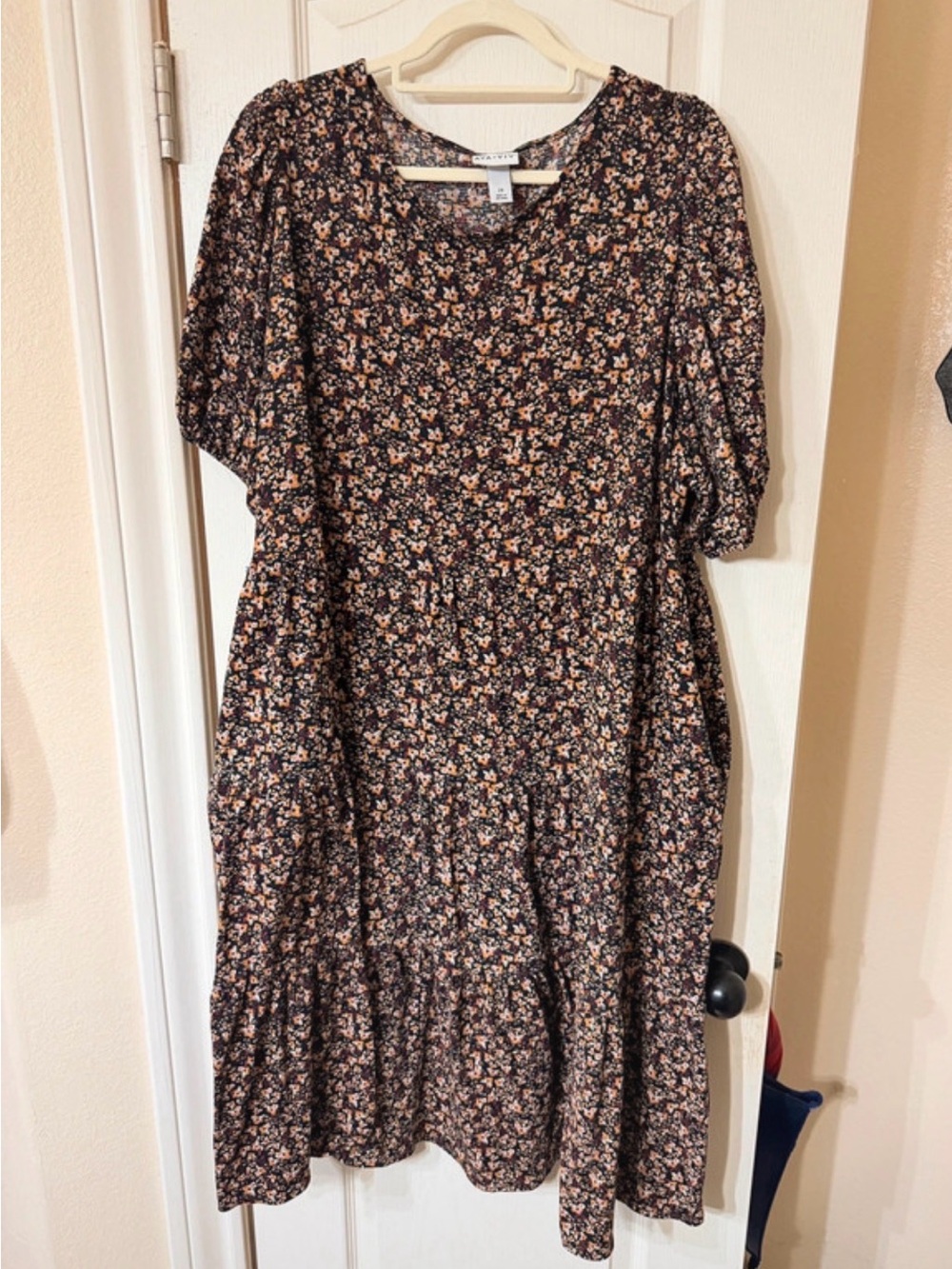 Ava & Viv Black Mini Dress with Floral Print